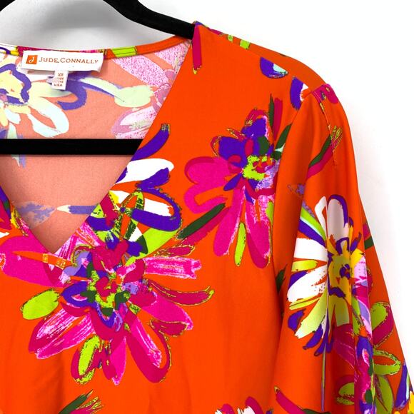 Jude Connally Daniella Jude Cloth 3/4 Flutter Sleeve Top Womens XS Floral Print - Picture 3 of 6